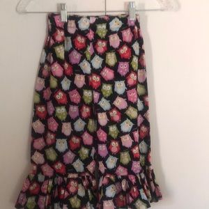 Girls Colorful spring Owl nana B Print Easter ruffled  flare wide leg pants